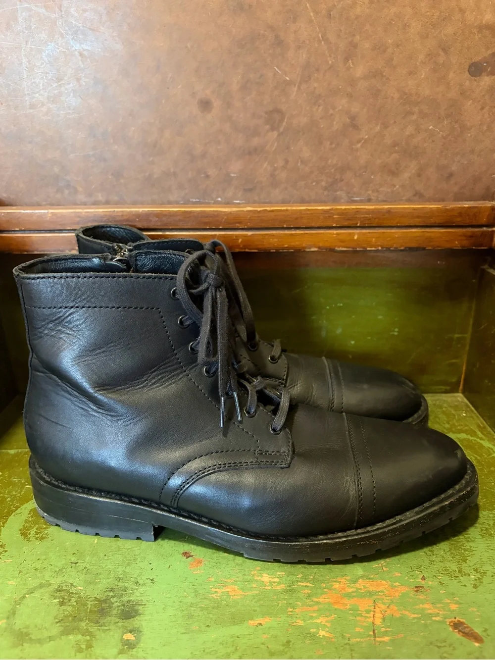 Thursday Boot Company- Men’s Black Leather Cap-Toe Lace-Up Boots